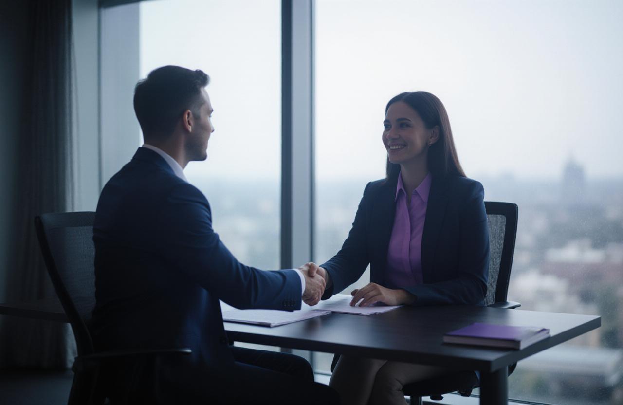 Modern professional interview session in a bright UK office